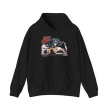 Load image into Gallery viewer, Born Again 1949 Ford-to-BMW Cartoon Hoodie — 'Maniacs' Hand-Drawn Design

